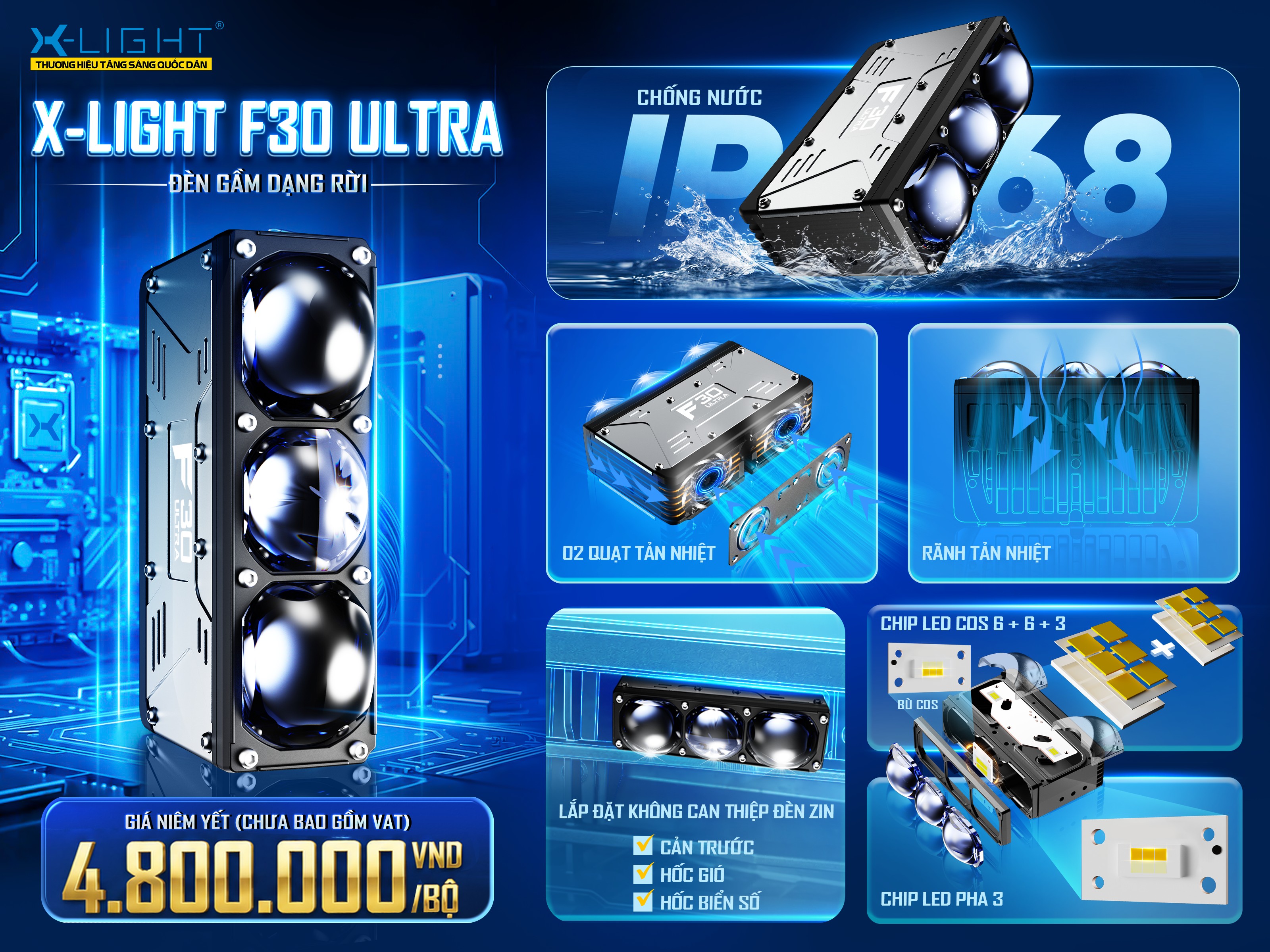 Đèn gầm dạng rời X-Light F30 Ultra