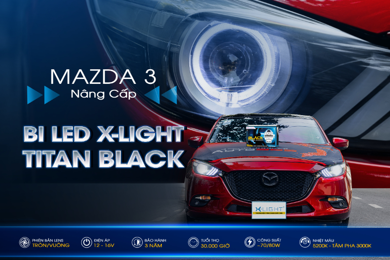 Mazda 3 nâng cấp Bi LED X-Light Titan Black