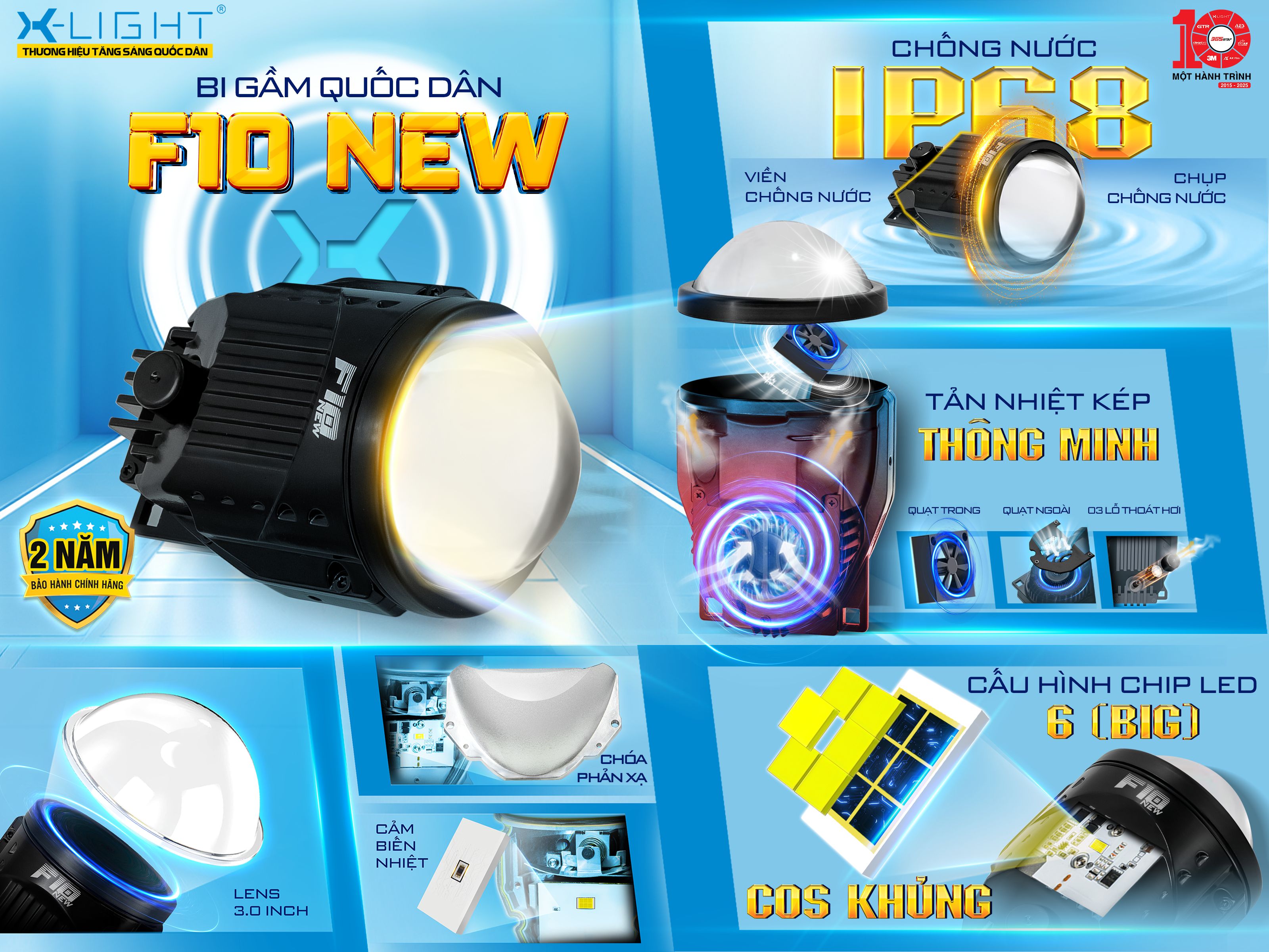 ĐÈN BI GẦM X-LIGHT F10 NEW (2025)