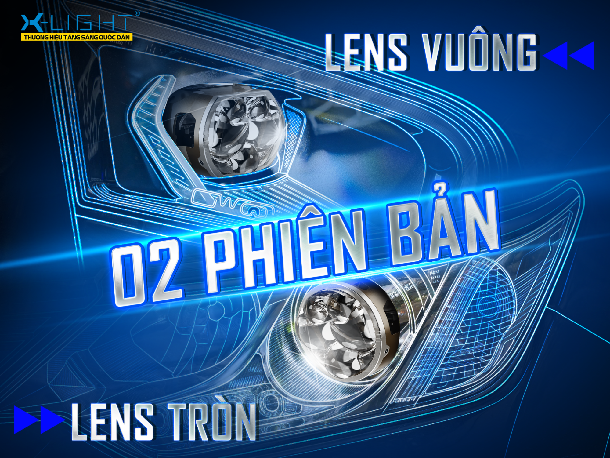 Đ&egrave;n bi LED X-Light V20LQuantum c&oacute; 2 phi&ecirc;n bản Tr&ograve;n / Vu&ocirc;ng, tương th&iacute;ch cho nhiều d&ograve;ng xe.