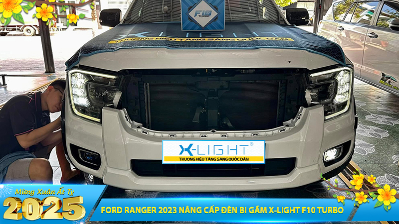 FORD RANGER 2023 NÂNG CẤP ĐÈN BI GẦM X-LIGHT F10 TURBO TẠI HOÀNG HUY AUTO