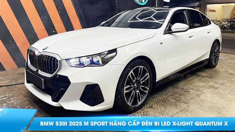 BMW 530i 2025 M Sport nâng cấp đèn bi LED X-Light Quantum X tại H2 MotoCare