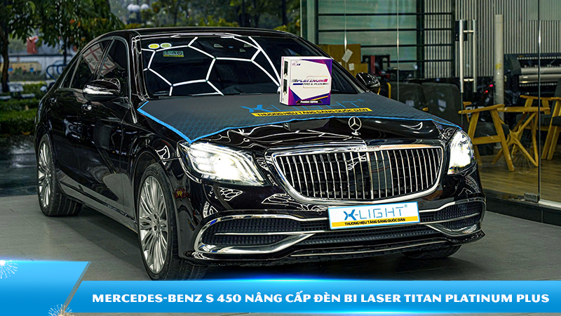 Mercedes-Benz S 450 nâng cấp đèn bi Laser Titan Platinum Plus