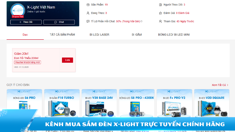 Kênh mua sắm đèn X-Light trực tuyến chính hãng