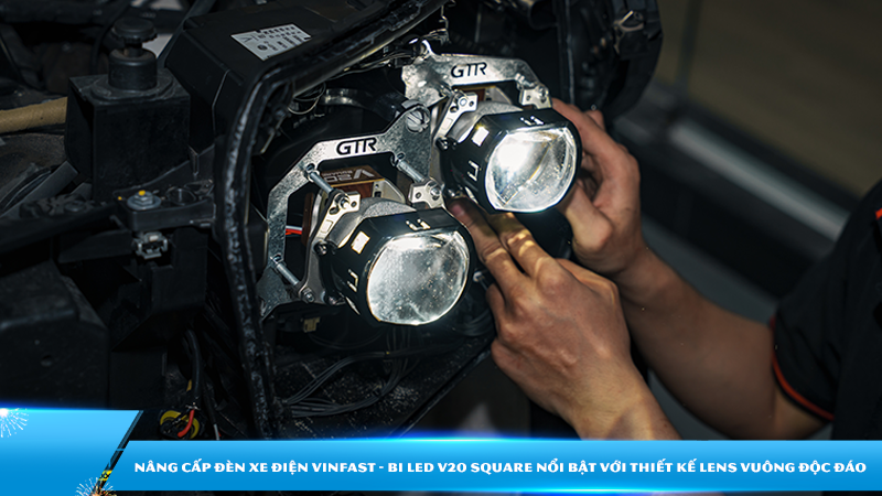 Nâng cấp đèn xe điện vinFast  - Bi LED X-Light V20 Square nổi bật với thiết kế lens vuông độc đáo