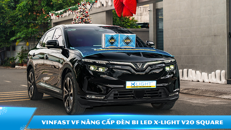 VinFast VF8 nâng cấp đèn bi LED X-Light V20 Square