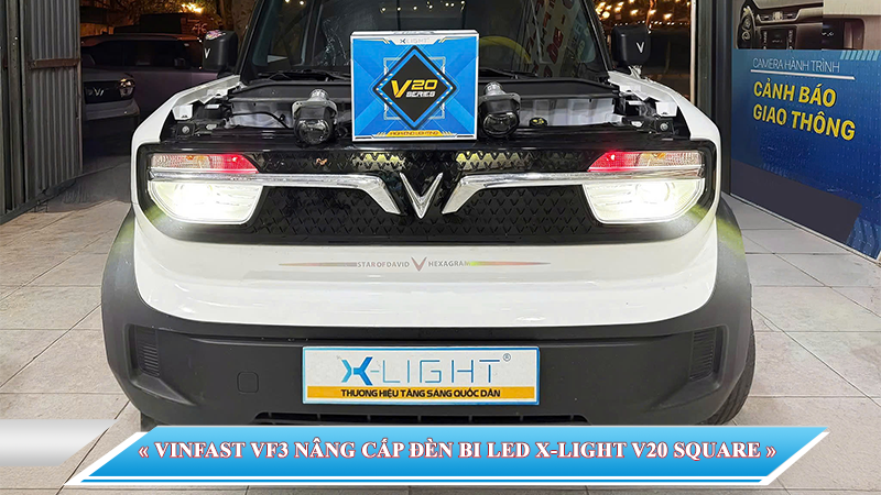 VINFAST VF3 NÂNG CẤP ĐÈN BI LED X-LIGHT V20 SQUARE TẠI NỘI THẤT Ô TÔ  OTOPLAY - BẮC NINH