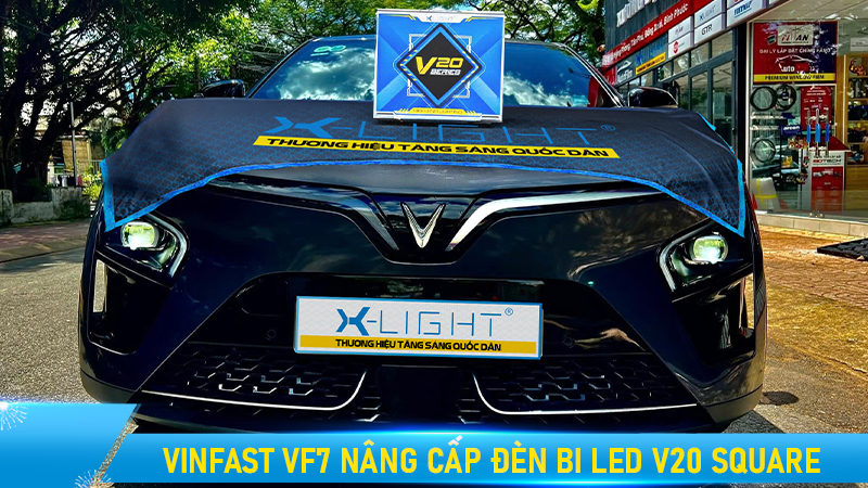 VinFast VF7 nâng cấp đèn Lens Vuông X-Light V20 Square