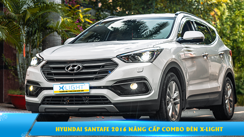 Hyundai Santafe 2016 nâng cấp combo đèn Bi LED Titan Platinum Pro và Bi gầm F10 Turbo