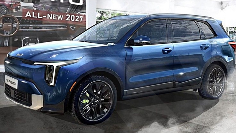 Ngoại hình cuốn hút qua bảng phác thảo của Kia Sorento 2027