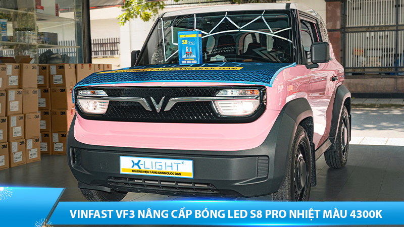 VinFast VF3 nâng cấp bóng LED S8 Pro nhiệt màu 4300K | Nâng cấp đèn ô tô an toàn