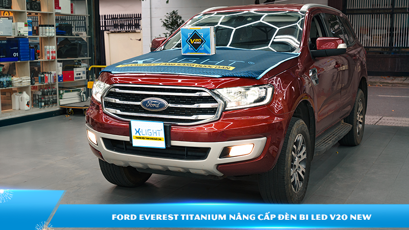 Ford Everest Titanium nâng cấp đèn bi LED V20 New | Độ đèn X-Light chính hãng