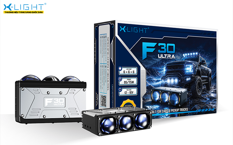 X-Light F30 Ultra là mẫu đèn gầm dạng rời tích hợp công nghệ Bù Cos và Pha công suất cao. 