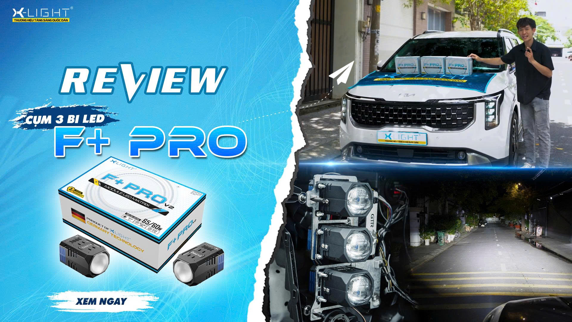 ĐỘ ĐÈN CHUYÊN NGHIỆP - NÂNG CẤP 3 CẶP ĐÈN BI LED X-LIGHT F+ PRO CHO KIA CARNIVAL